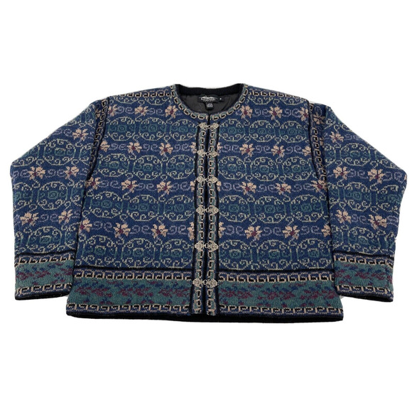 Icelandic‎ Design Lined Wool Cardigan Women’s Medium Made in Hong Kong Vintage - Picture 1 of 8